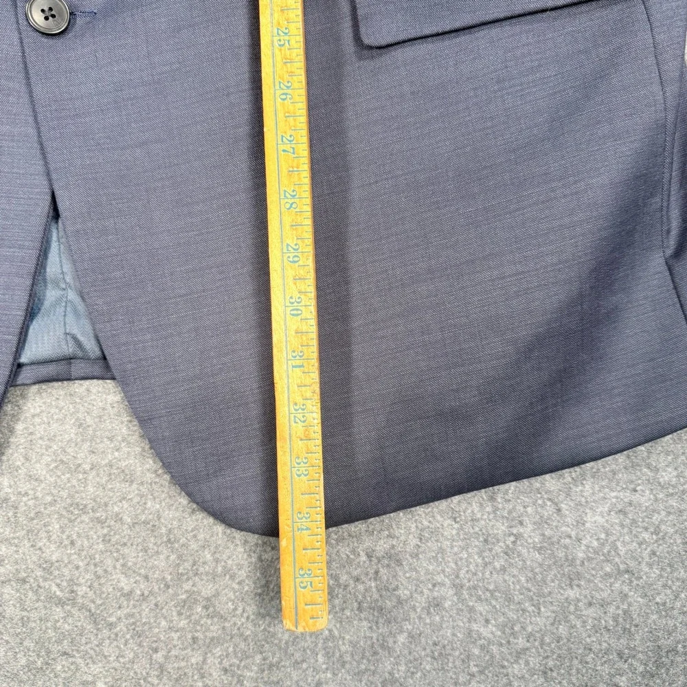 Mens 2 Button Suit Set Blazer and Trousers Blue Grey Textured Modern Fit